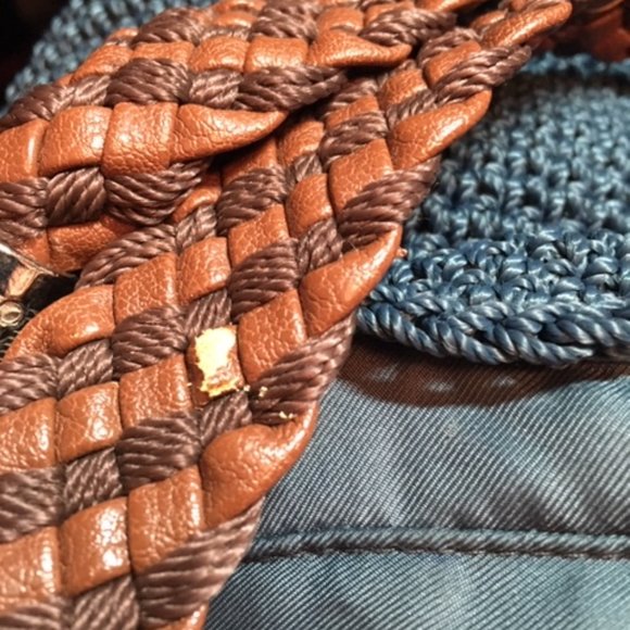 The SAK HOBO Navy Blue Crochet Shoulder Handbag Detachable Handles - Picture 14 of 14